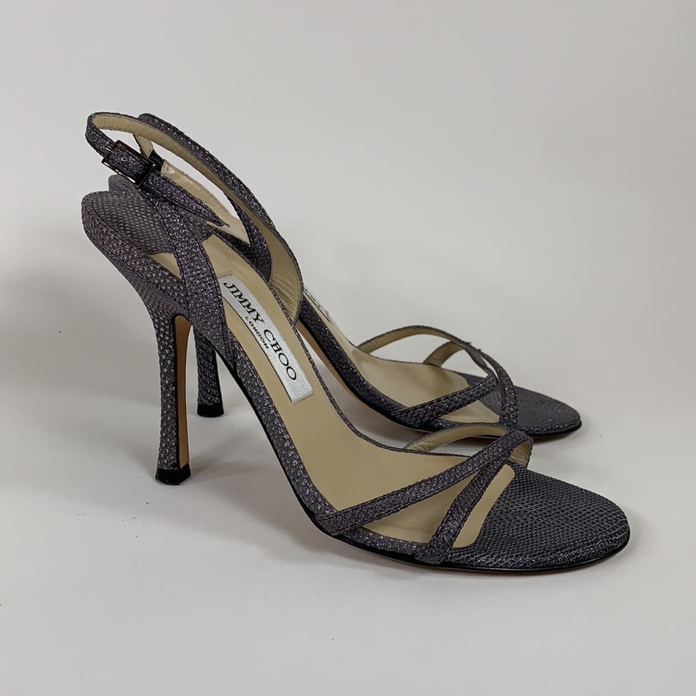Jimmy Choo Gray Strap Sandal Heels, Size: 38 (8 US)